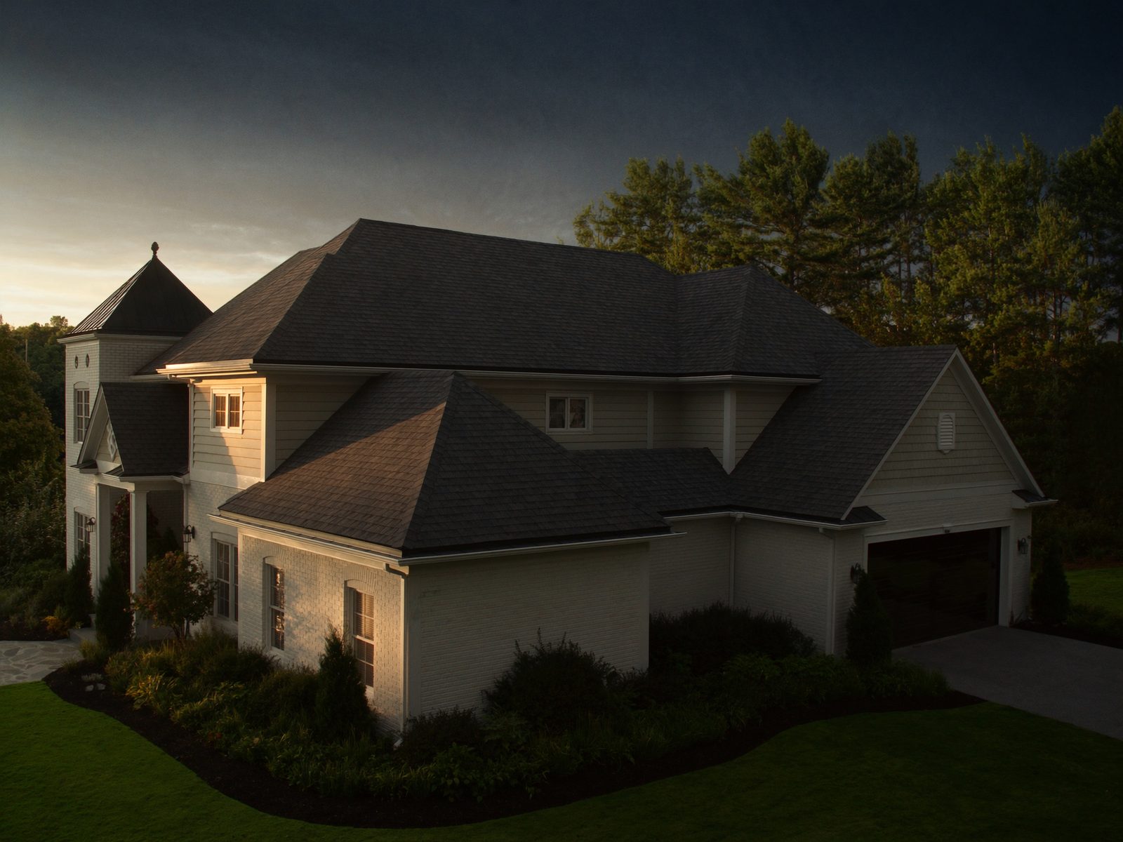 Architectural shingle roof on a residential home